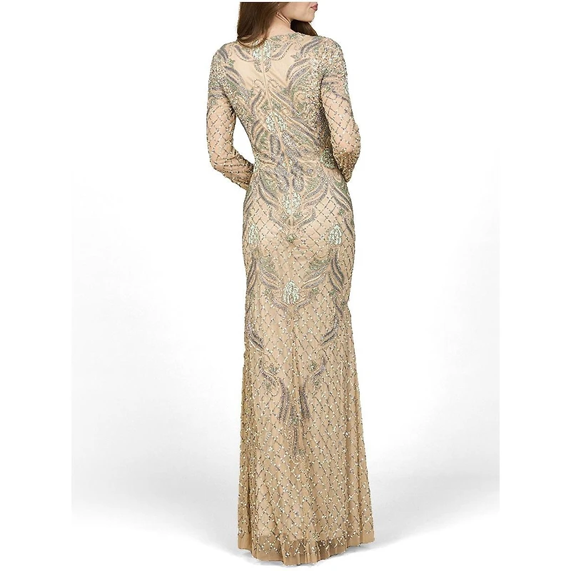Lara Women's Long Sleeve Beaded Gown