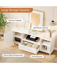gaomon Modern 63" Tv Stand for TVs up to 70", Fluted Entertainment Center with Storage Drawer and Open Shelves, Media Console Cabinet for Living Room