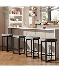 gaomon Set of 4 24.6 Inch Counter Height Backless Barstools, Upholstered Pu Leather Seats with Metal X-Frame and Footrest, Modern Kitchen Stools