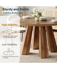 gaomon Round Dining Table for 4-6, Wood Kitchen Table with Sturdy Base, Farmhouse
