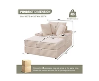 gaomon Upholstered Corduroy Chaise Lounge Chair with Storage Ottoman and Three Pillows, Single Sleeper Sofa Bed for Living Room or Bedroom