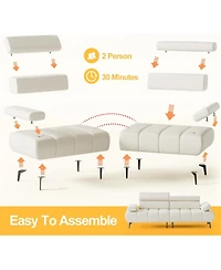 gaomon 3-Seater Sofa Bed, Faux Leather Futon Sleeper Couches, Adjustable Backrests and Armrest Headrests with Split Two Separate Sectional Sofas