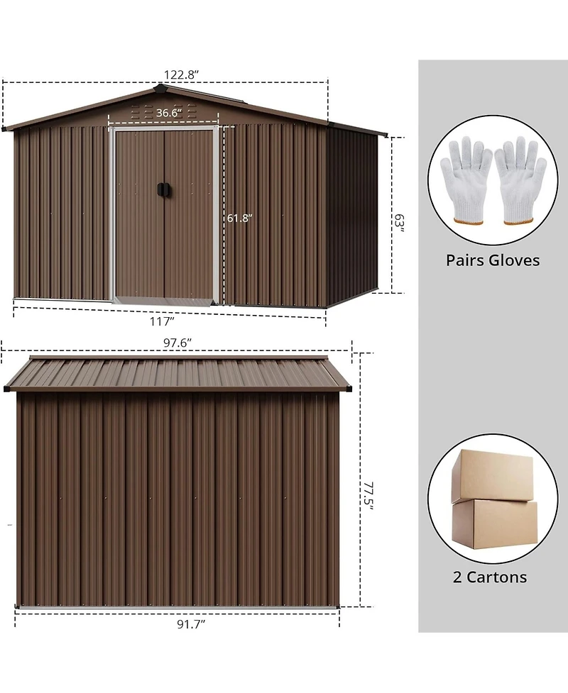 gaomon Large Metal Outdoor Storage Shed, Galvanized Steel Arden Tool Shed with Lockable Double Doors and Breathable Vent