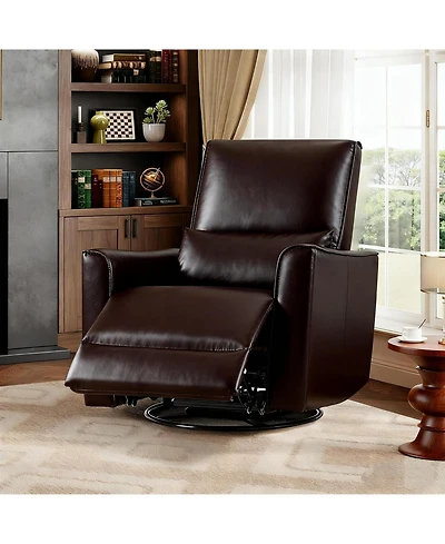 gaomon Swivel Rocking Recliner Chair with High Back, Faux Leather Nursery Glider