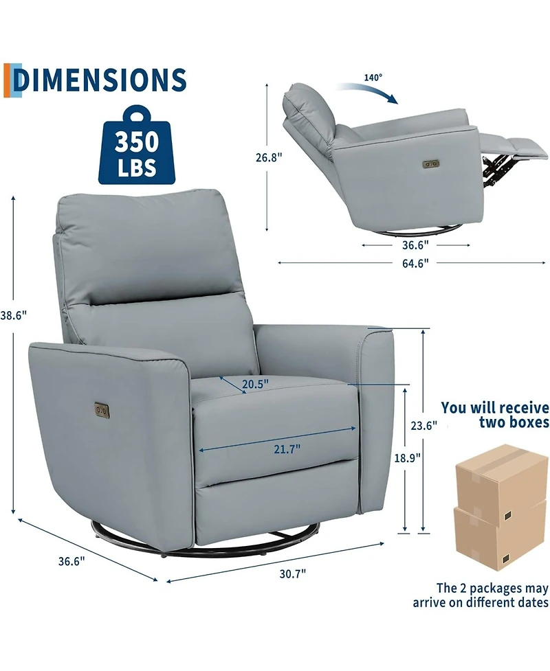 gaomon Swivel Glider Recliner Chair with Lumbar Support, Rocking Lounge Chair for Nursery
