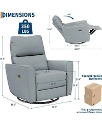 gaomon Swivel Glider Recliner Chair with Lumbar Support, Rocking Lounge Chair for Nursery