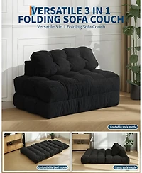 gaomon 3-in-1 Folding Sofa Bed, Convertible Single Futon Couch Bed with Back Support and Pillow