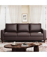 gaomon 85" Leather Couch for Living Room, Modern Leather Sofa with Padded Backrest, Upholstered Sofa with Deep Seat, 3-seat Sofa for Living Room
