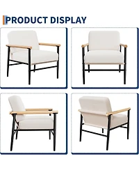 gaomon Modern Accent Chair for Living Room, Comfy Sherpa Reading Chair with Thick Cushion and Iron Frame