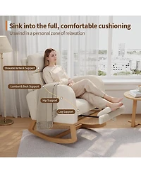 gaomon Teddy Fleece Rocking Chair with Footrest, Modern Nursery Glider Chair with Side Pockets and Pillow