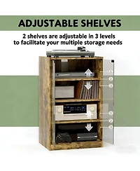 Clihome 4-Tier Media Storage Cabinet, Audio Rack with Tempered Glass Doors - Adjustable Shelves