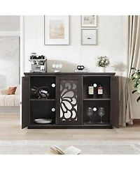 Clihome Buffet Cabinet with 3 Mirrored Doors, 49.33'' Wide Storage Adjustable Shelves