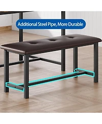 gaomon Dining Table Set for 4, Kitchen Table with 2 Upholstered Benches, Wood Kitchen Dining Room