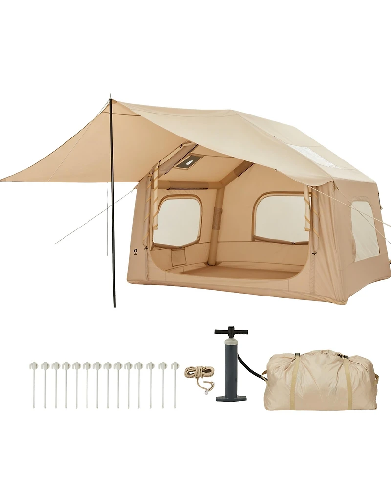 gaomon 10.5ft x 8.2ft Quick Setup Inflatable Camping Tent, Air Glamping Tent for 2-6 Person for Camping, Beach, Outdoor with Canopy