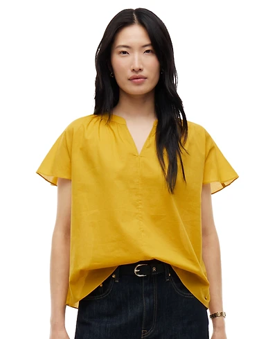 Tommy Hilfiger Women's Voile Popover 3/4-Sleeve Scoop Neck Blouse