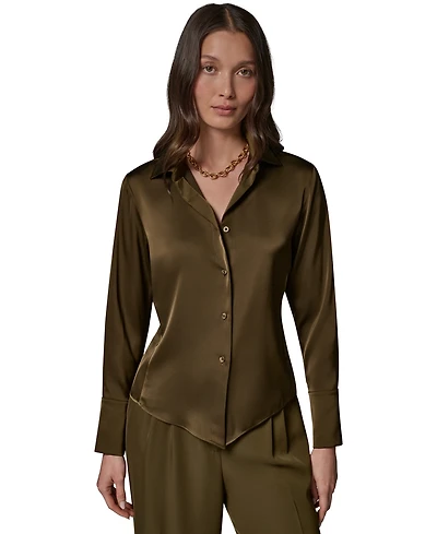 Donna Karan New York Petite Collared Button-Up Blouse