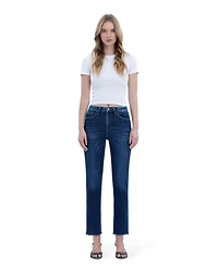 Vervet Women's Super High Rise Stretch Raw Hem Slim Straight Jeans