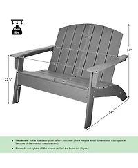 Gymax Set of 2 Adirondack Chair Patio Hdpe Adirondack Loveseat Bench Weather Resistant