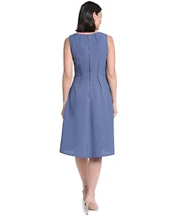 Calvin Klein Women's Textured Tencel Boat Neck Fit & Flare Dress