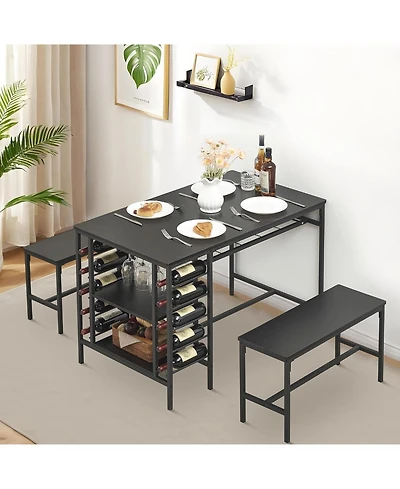 gaomon Dining Table Set for 4, Kitchen with 2 Benches, 3 Piece Room Set, Room, and Small Apartments