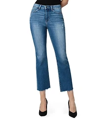 Flying Monkey Women's High Rise Raw Distressed Hem Kick Flare Jeans