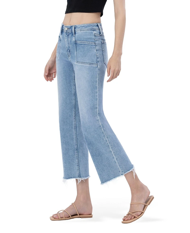 Vervet Women's High Rise Crop Slim Wide Leg Jeans