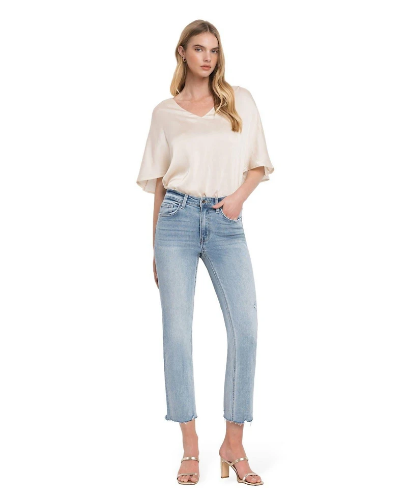 Flying Monkey Women's High Rise Crop Straight Jeans