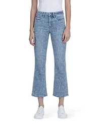 Vervet Women's High Rise Floral Print Crop Easy Flare Jeans