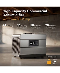 Tribesigns 70 Pints Commercial Dehumidifier with Pump and Drain Hose, Large Dehumidifier for 1000 Sq. Ft Basements, Crawl Spaces