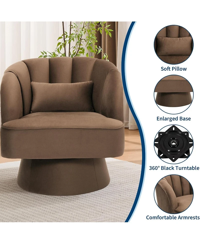 gaomon 2 Piece Velvet Mid Century 360degree(s) Swivel Barrel Accent Chair Set