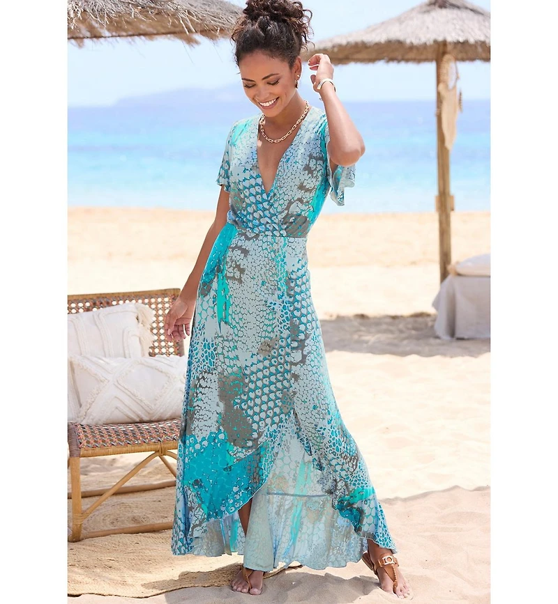 Lascana Women's Printed Side Slit Maxi Dress