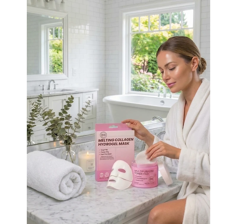 Lovery Korean Beauty and Skincare Glass Skin Renewal Set with Collagen Hydrogel Masks and Multipurpose Toner Pads