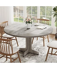 gaomon Round Dining Table for 4, Farmhouse Kitchen Table with Wood Top and Stable Base.
