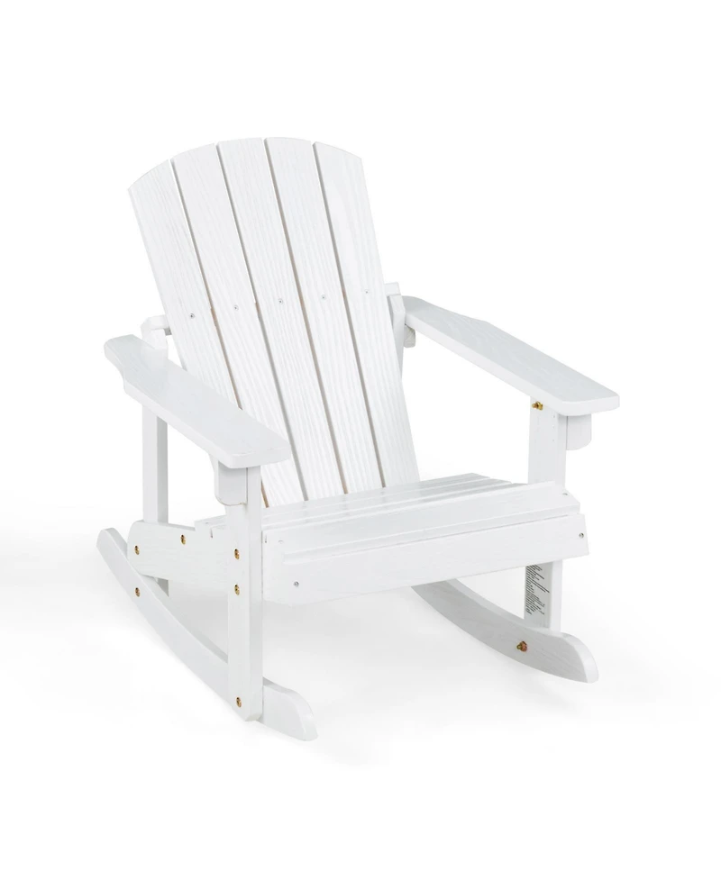 Slickblue Outdoor Wooden Kid Adirondack Rocking Chair with Slatted Seat
