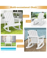 Slickblue Outdoor Wooden Kid Adirondack Rocking Chair with Slatted Seat