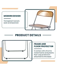 LeisureMod Lawrence Acrylic Folding Chair With Metal Frame