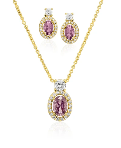 Macy's Simulated Cubic Zirconia Oval Pendant Necklace with Matching Earrings 2-Piece Set