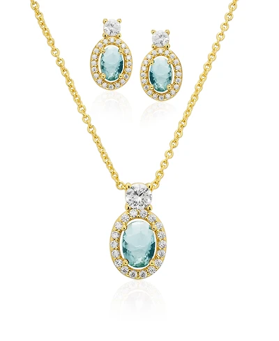 Macy's Simulated Cubic Zirconia Oval Pendant Necklace with Matching Earrings 2-Piece Set