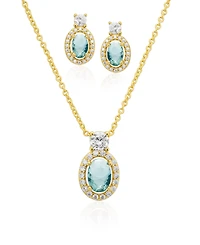 Macy's Simulated Cubic Zirconia Oval Pendant Necklace with Matching Earrings 2-Piece Set
