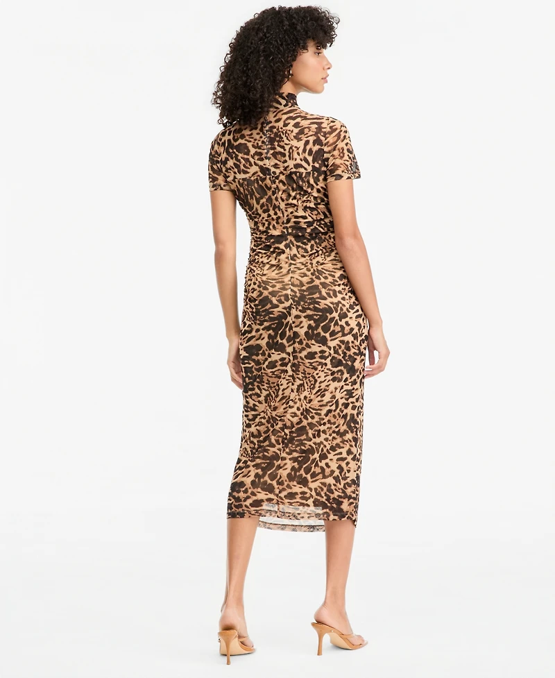 Bar Iii Women's Mock Neck Short-Sleeve Triple Mesh Midi Dress, Macy's Exclusive