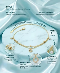 Sterling Silver 14k Yellow Gold Plated Anklet with Clear Cubic Zirconia