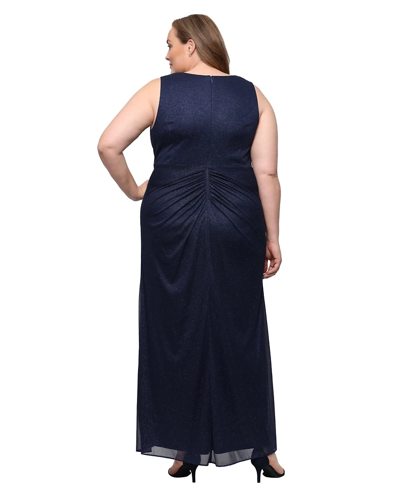 Alex Evenings Plus V-Neck Sleeveless Ball Gown