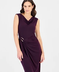 Connected Women's Cowl Neck Sleeveless Wrap Dress