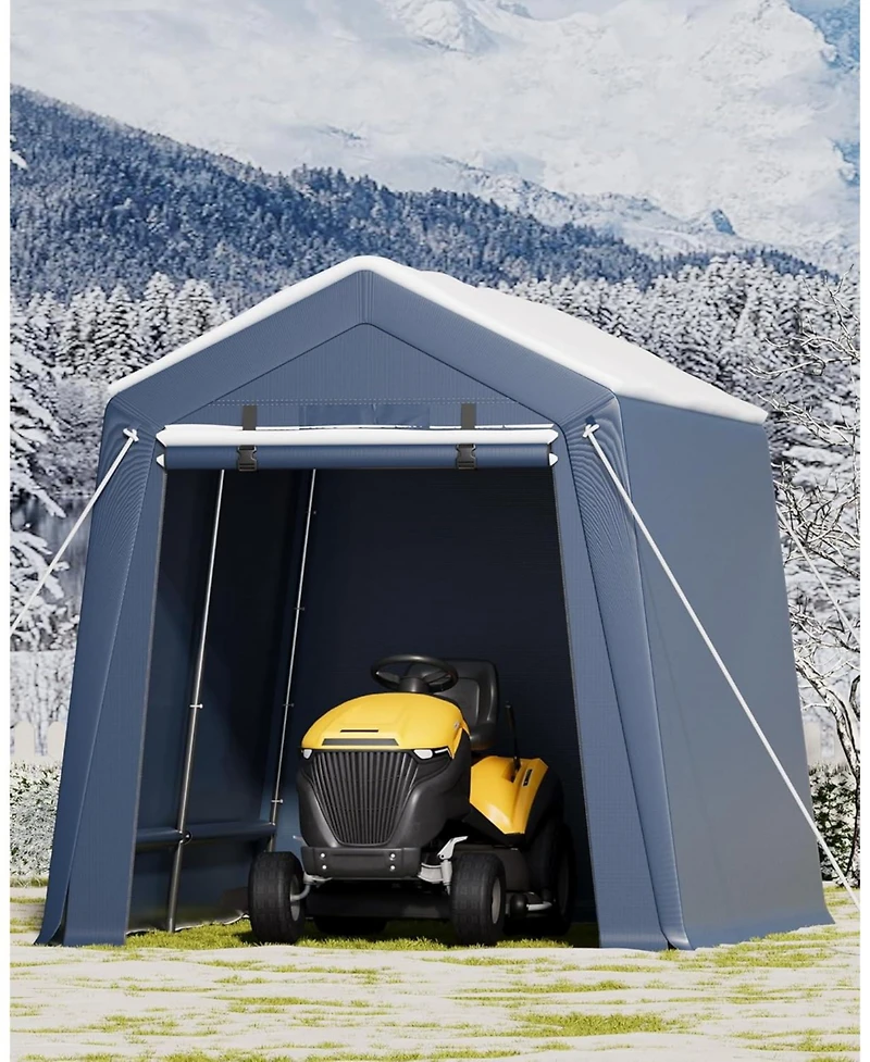 gaomon 7x10 Ft Outdoor Portable Storage Shelter Shed,Heavy Duty Waterproof Tarp,Motorcycle Garage with Roll-up Zipper Door
