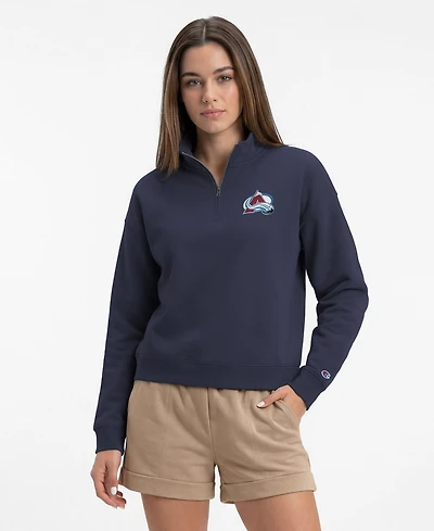 Champion Women's Navy Colorado Avalanche Power blend Quarter-Zip Sweatshirt