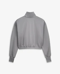 ZooZatz Women's Gray Ohio State Buckeyes Cropped Powerhouse Half-Snap Sweatshirt