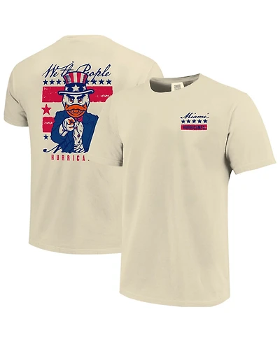 Image One Men's Cream Miami Hurricanes Uncle Sam Mascot T-Shirt