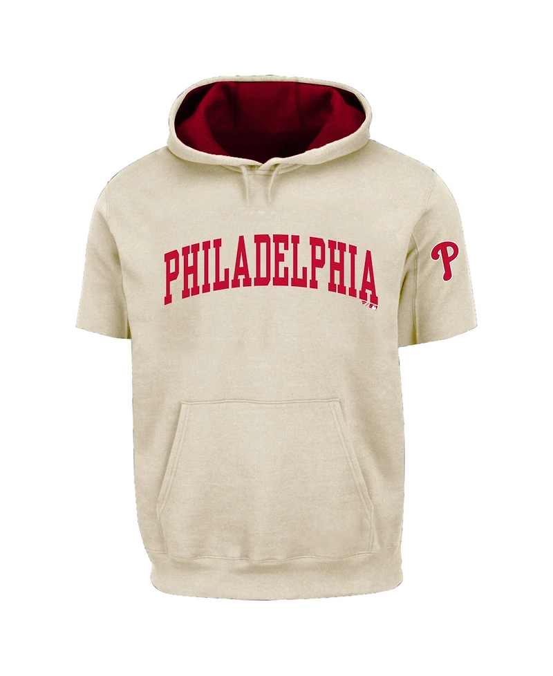 Fanatics Men's Cream/Red Philadelphia Phillies Big Tall Contrast Short Sleeve Hoodie