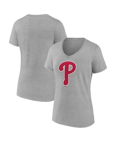 Logo Athletic Women's Gray Philadelphia Phillies V-Neck T-Shirt