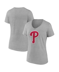 Logo Athletic Women's Gray Philadelphia Phillies V-Neck T-Shirt